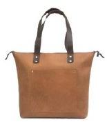 Ladies Tan Brown Leather Handbag, Size : 19x5.5x12.5 Inch