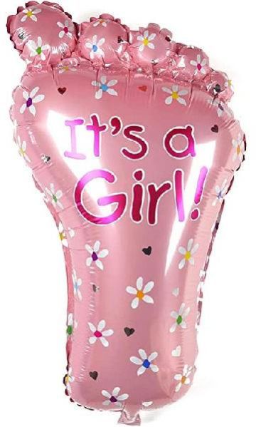 HIPPITY HOP FEET SHAPE IT'S A GIRL PRINTED FOIL BALLOON