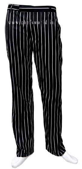 Regular Cotton Striped Formal Trousers, Color : Black