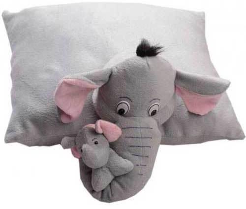 Plush Elephant Pillow, Color : Grey