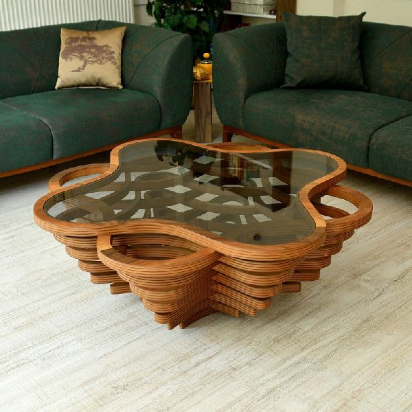Square Polished Wooden Coffee Table, for Office, Home, Pattern : Plain