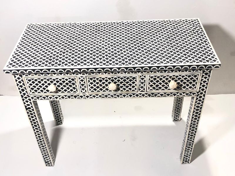 Bone Inlay 3 Drawer Console Table, Size : Standard
