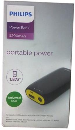 Rectangle Philips Portable Power Bank, Color : Black