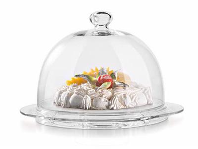 Polished Glass Serving Tray Set, Shape : Round