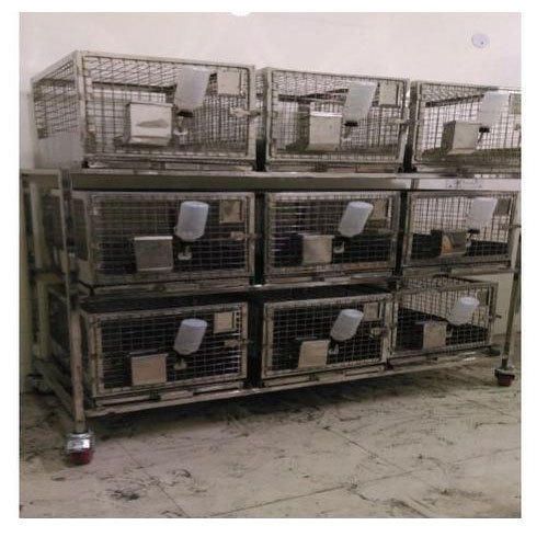 Square SS Laboratory Rabbit Cage, Color : Silver