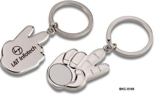 Glossy Metal Keychain Set, Color : Silver