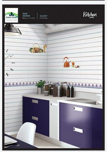Ceramic Kitchen Glossy Wall Tile, Size : 300 x 450 mm