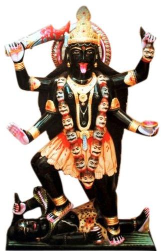 Marble Kali Mata Statue, for Worship, Temple, Interior Decor, Packaging Type : Thermocol Box