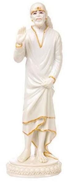 Marble Sai Baba Statue, for Worship, Temple, Interior Decor, Office, Gifting, Packaging Type : Thermocol Box