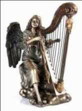 Polished Copper Harp Angel Statue, for Gifting, Home, Office, Style : Antique