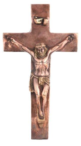 Polished Copper Jesus Cross Statue, for Gifting, Home, Office, Style : Antique