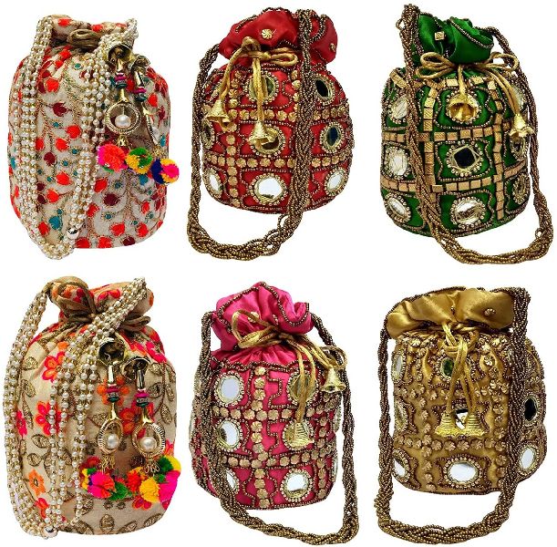Handicrafts Small Handbag for Womens Banjara Traditional Mini Handle Bag  handmade Hand Purse Cotton Size 9x6x4 Inch original Mirror work Thread Work  Beads