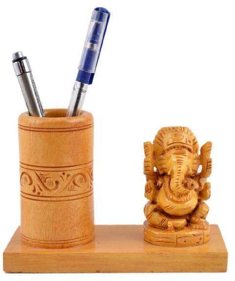 Wooden Ganesh Pen Stand