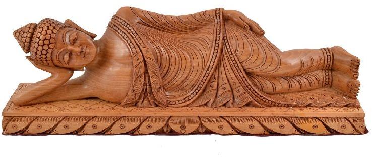 Polished Wooden Sleeping Buddha, for Garden, Home, Office, Shop, Feature : Best Quality, Complete Finishing