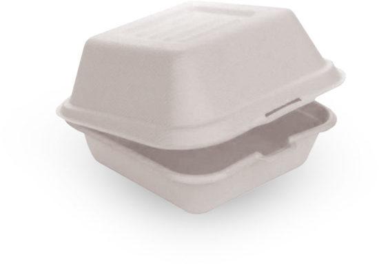 2 Compartment Bagasse Clamshell, Color : White