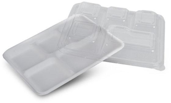5 Compartment Bagasse Tray with Lid