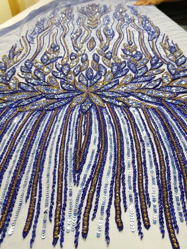 Net Embroidery Fabric, Color : Blue