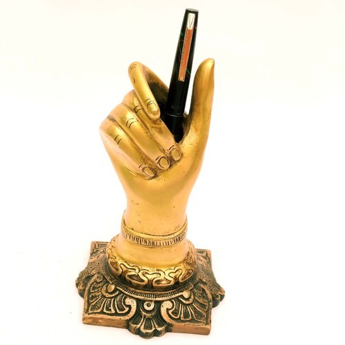 Susajjit Decor Brass Pen Holder, Color : Golden