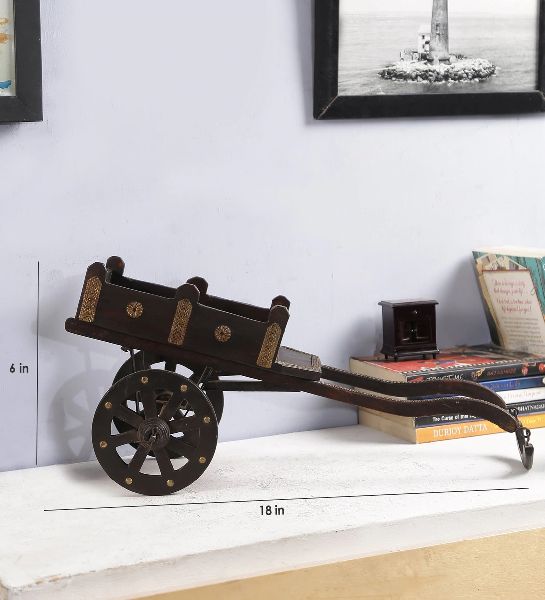 Brown Solid Wood Cart Miniature