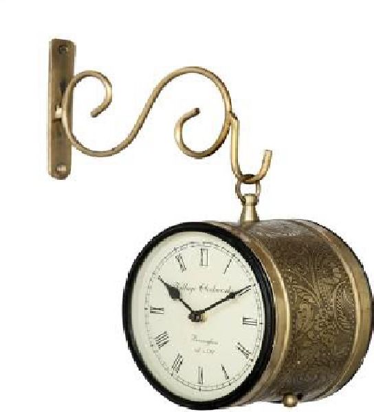 Golden Double Sided Iron Wall Clock