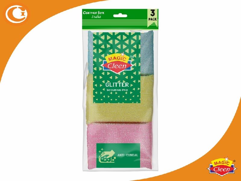 Magic Cleen Glitter Scourer Pad Pack of 3