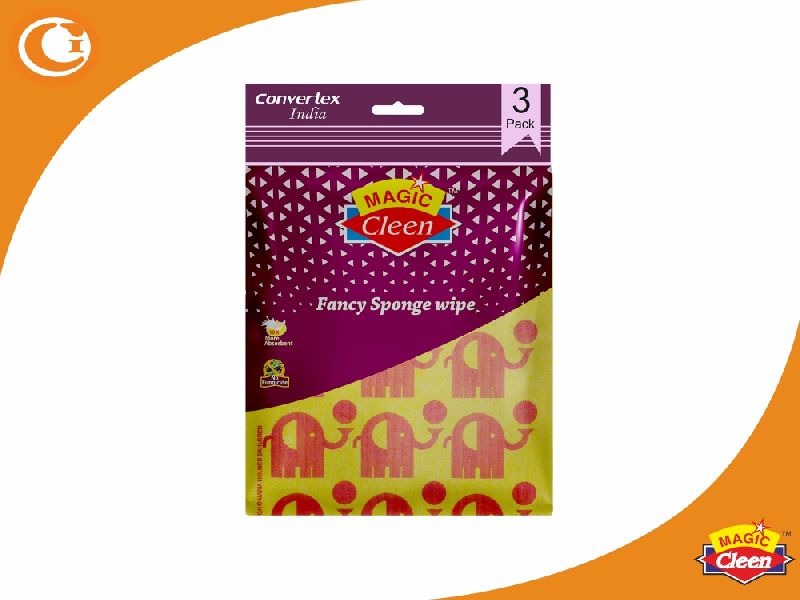 Magic Cleen Premium Fancy Sponge Wipes Pack of 3