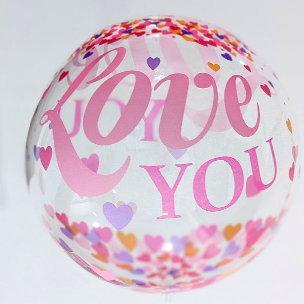 HIPPITY HOP TRANSPARENT LOVE YOU PINK PRINTED BOBO BALLOON FOR PARTY DECORATION