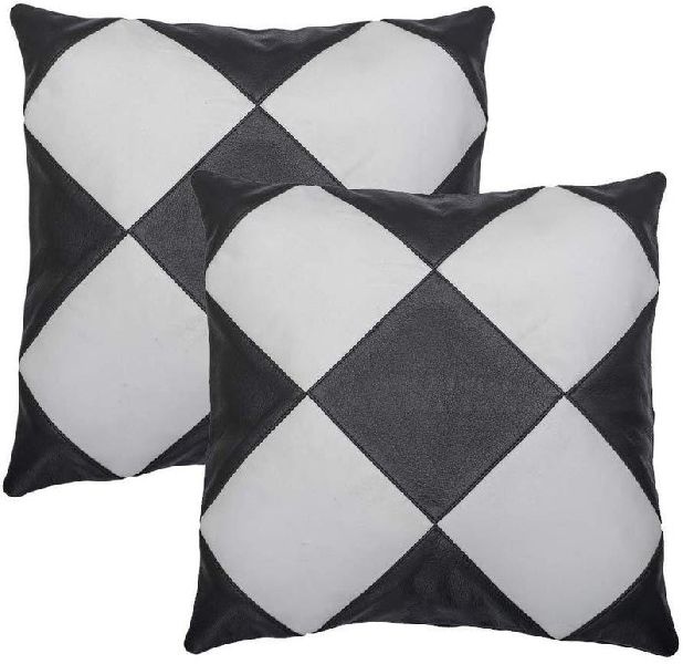 Square L2 Leather Cushion Cover, for Chairs, Sofa, Style : Jacquard, Plain