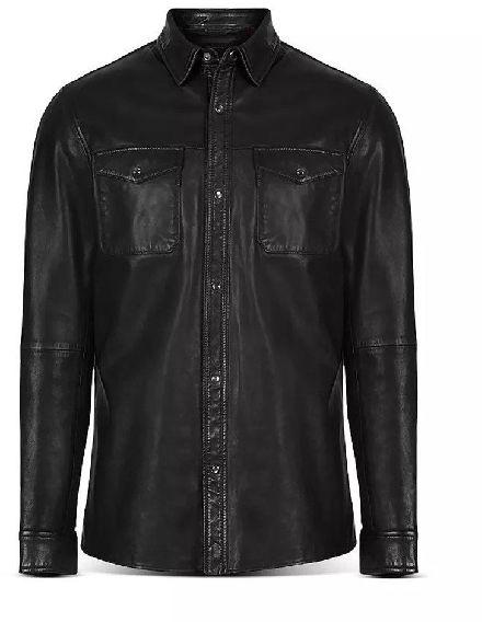Plain M4 Mens Leather Shirt, Feature : Anti-Shrink, Anti-Wrinkle, Breathable
