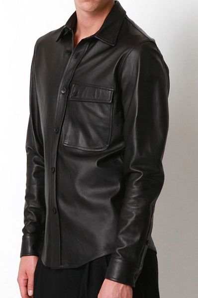 Plain M5 Mens Leather Shirt, Feature : Anti-Shrink, Anti-Wrinkle, Quick Dry