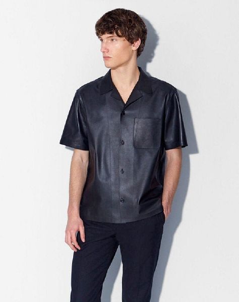 Plain M6 Mens Leather Shirt, Feature : Anti-Shrink, Anti-Wrinkle, Quick Dry