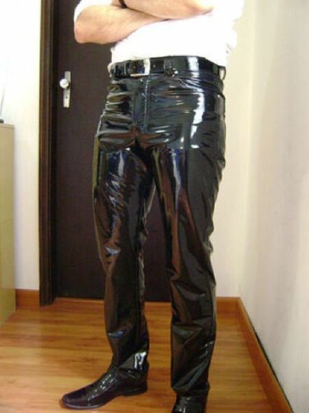 Imitation leather trousers  Dark brown  Men  HM IN