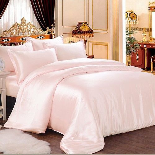 Satin Silk Bed Sheet Set, for Home, Hotel, Technics : Machine Made