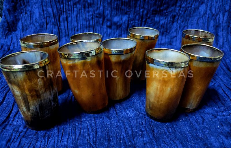 Horn Shot Glass With Brass Rim