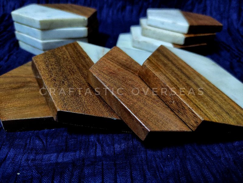 Polished Wood Marble Coaster, for Decoration Use, Hotel Use, Restaurant Use, Tableware, Size : 4x4