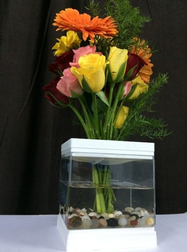 Rectangle Shaped Acrylic Flower Vase, Color : transparent