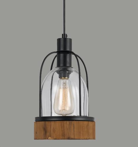 Wood Iron LED Pendent Lamp