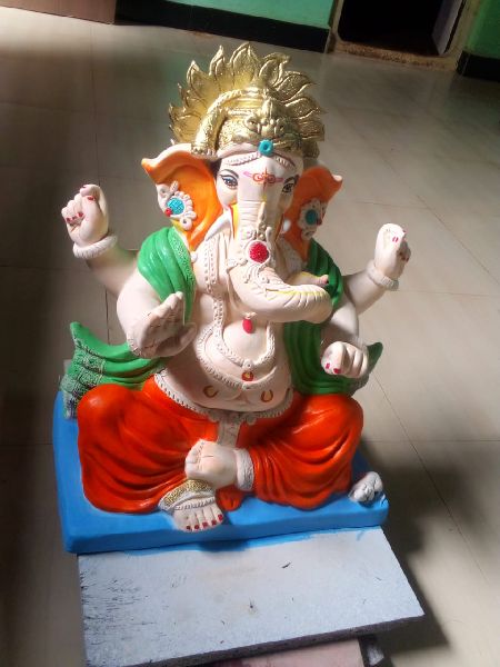 Color Coated Titwala Ganesha Statue, for Interior Decor, Religious Purpose, Pattern : Printed