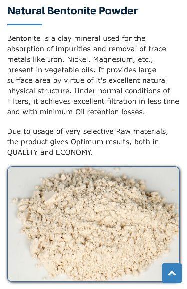Natural bentonite powder
