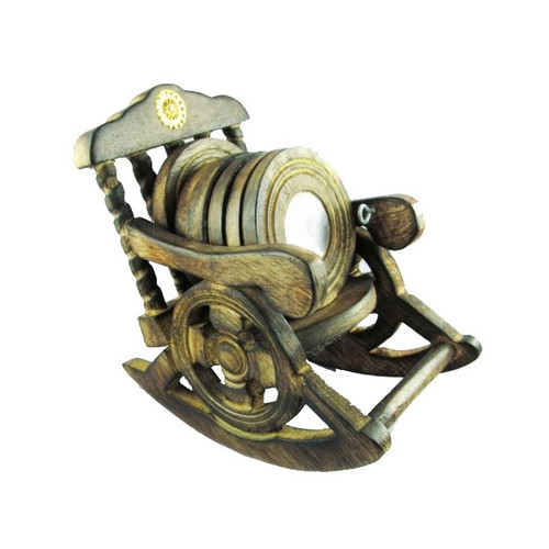 Wooden Rocking Chair Coaster Set