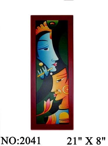 Wood Radha Krishan Wall Hanging, Color : Multicolor