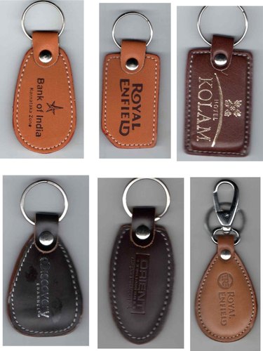 Polished Plain leather keychain, Shape : MIX