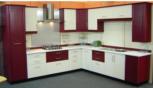 Plywood modular kitchen, Color : White Red