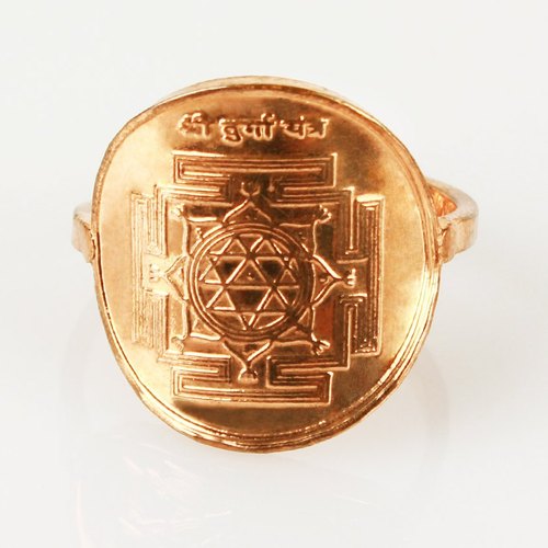 Copper Shree Durga Yantra Ring, Size : 25 mm (H) x 23 mm (W)