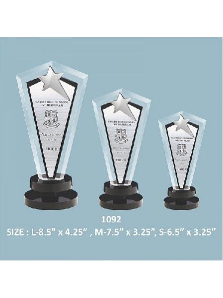 Acrylic Trophy With Round Base and Plastic Star (Small)