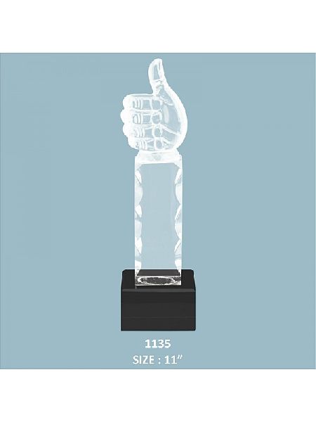 Acrylic trophy with Thumps up (Single Size)