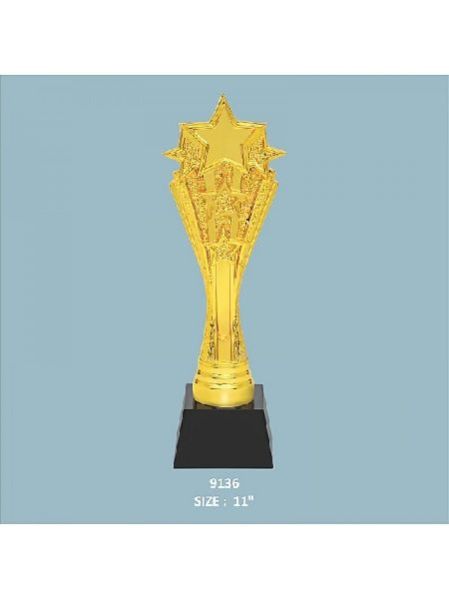 Crystal Resin Golden Trophy With Stars (Single Size)