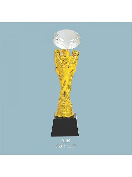 Crystal Resin Trophy with Glass Diamond (Single Size)