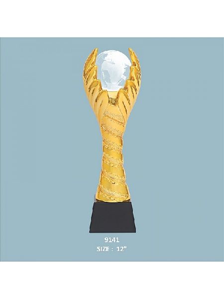 Golden Crystal Resin trophy with Globe (Single Size)