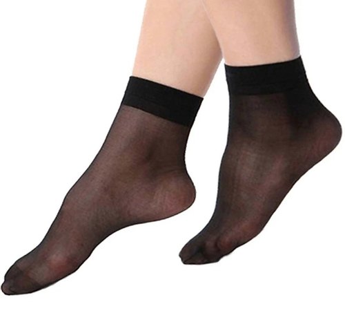 Plain Transparent Ladies Socks, Color : Black